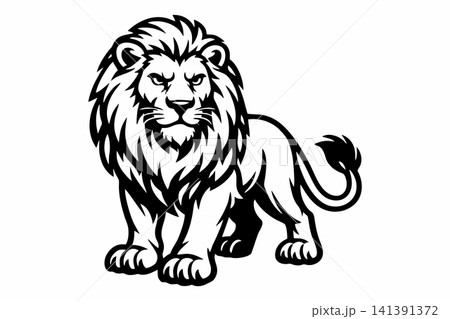 Vector illustration of a lion mascot standing proudly. 141391372