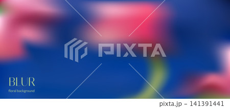 Soft blur vibrant pink flower on blue sky background. Abstract ethereal gentle florals gradient backdrop. Vector realistic spring botanical template for presentation. Smooth botanical blurry dreamy bg Soft blur vibrant pink flower on blue sky background. Abstract ethereal gentle florals gradient backdrop. Vector realistic spring botanical template for presentation. Smooth botanical blurry dreamy bg 141391441