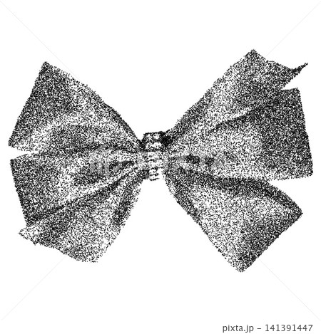 Photocopy Ribbon Bow. Stipple band. Vector Christmas scan element isolated Photocopy Ribbon Bow. Stipple band. Vector Christmas scan element isolated 141391447