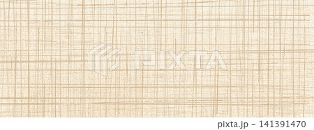 Woven fabric texture of beige linen with fine burlap crosshatch lines. Warm tan cloth pattern on ecru background for tablecloth or craft design. Natural fiber weave as soft vector fabric texture Woven fabric texture of beige linen with fine burlap crosshatch lines. Warm tan cloth pattern on ecru background for tablecloth or craft design. Natural fiber weave as soft vector fabric texture 141391470
