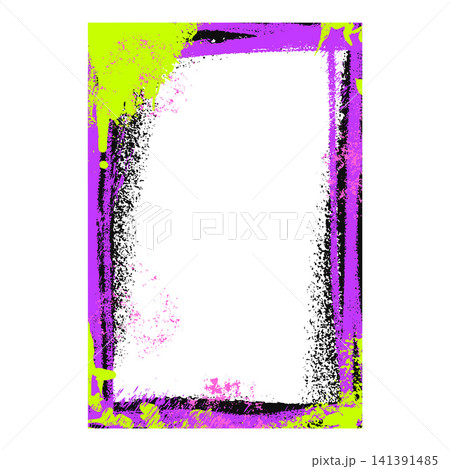 Bold spraypaint graffiti frame with neon borders. Pink and lime splash on dark wall with frame. Vector urban element for hip hop flyer Bold spraypaint graffiti frame with neon borders. Pink and lime splash on dark wall with frame. Vector urban element for hip hop flyer 141391485