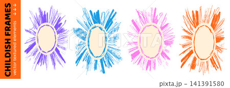Kid frame and crayon childish text box with oval chalk photo ellipse border. Kindergarten pencil and hand drawn border with pastel doodle. Cute kid vector frame for nursery and preschool daycare Kid frame and crayon childish text box with oval chalk photo ellipse border. Kindergarten pencil and hand drawn border with pastel doodle. Cute kid vector frame for nursery and preschool daycare 141391580