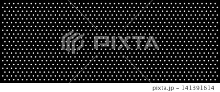 Dark perforated plate with white polka dots on black background. Mesh wall pattern with holes for speaker screen design. Monochrome vector grid of perforated steel plate and circle rows Dark perforated plate with white polka dots on black background. Mesh wall pattern with holes for speaker screen design. Monochrome vector grid of perforated steel plate and circle rows 141391614