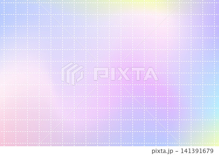 Gradient dash grid pastel gradation for a y2k unicorn holographic grid paper pattern background. Notebook graph plaid with a soft pink purple blue iridescent backdrop. Vector degrade for social media Gradient dash grid pastel gradation for a y2k unicorn holographic grid paper pattern background. Notebook graph plaid with a soft pink purple blue iridescent backdrop. Vector degrade for social media 141391679