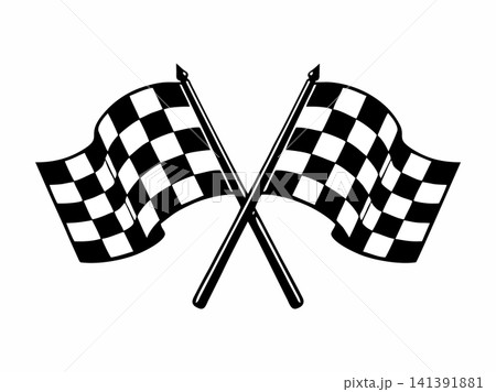 Vector illustration of crossed checkered racing flags. Vector illustration of crossed checkered racing flags. 141391881
