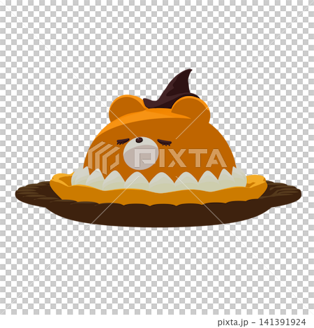 Halloween pumpkin pie shaped like a bear's face Halloween pumpkin pie shaped like a bear's face 141391924