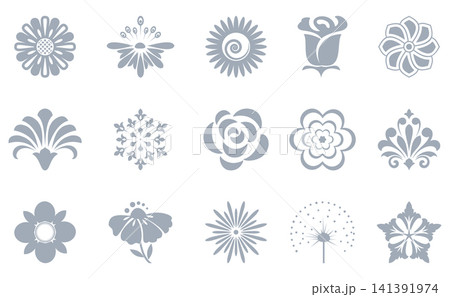 Flower icons set. Isolated elements for design. Vector graphics. Flower collection 141391974