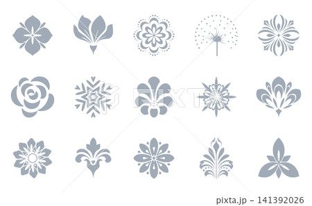 Flower icons set. Isolated elements for design. Vector graphics. Flower collection Flower icons set. Isolated elements for design. Vector graphics. Flower collection 141392026