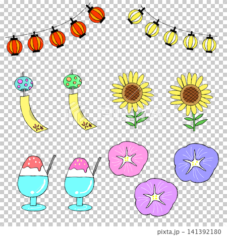 夏のデザイン素材セット 141392180