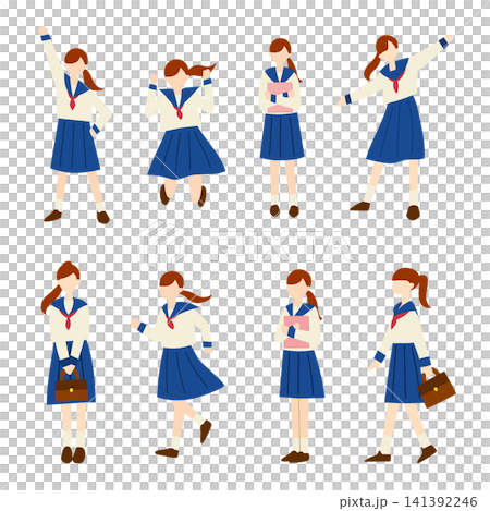 A set of various poses for high school girls A set of various poses for high school girls 141392246