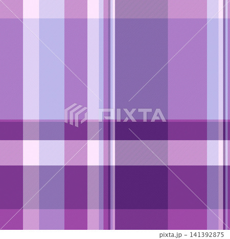 A traditional tartan plaid design with orderly checks and a woven fabric look. Light and violet tones give the seamless fabric pattern classic heritage. The layout feels polished and useful. 141392875