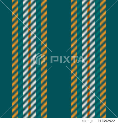 Regular vertical lines shape a decorative striped pattern with smooth woven depth. Cyan and orange coloring adds modern decorative order to the seamless textile background. Ideal for print and decor. 141392922