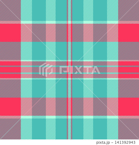 Seamless tartan plaid textile with balanced checks and a woven texture. Teal and red tones support classic heritage in a fabric surface for fabric prints. The design stays clear and easy to use. Seamless tartan plaid textile with balanced checks and a woven texture. Teal and red tones support classic heritage in a fabric surface for fabric prints. The design stays clear and easy to use. 141392943