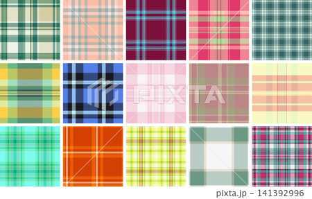 Plaid collection for designers and textile manufacturers. Seamless vectors suit apparel, home fabrics, curtains, upholstery, and digital mockups. Plaid collection for designers and textile manufacturers. Seamless vectors suit apparel, home fabrics, curtains, upholstery, and digital mockups. 141392996