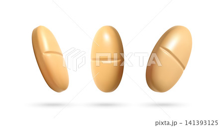 Three 3D pill icons isolated on white Three 3D pill icons isolated on white 141393125