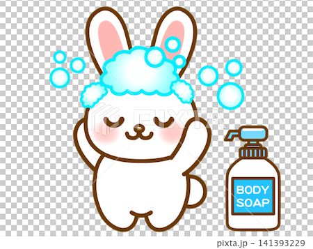 Illustration of a rabbit washing its head (5) Illustration of a rabbit washing its head (5) 141393229