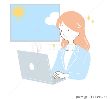 パソコンで仕事をする女性 パソコンで仕事をする女性 141393237