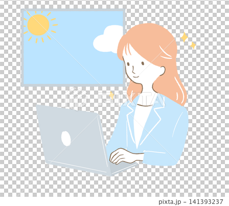 パソコンで仕事をする女性 パソコンで仕事をする女性 141393237