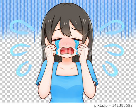 哭泣女孩的插圖 哭泣女孩的插圖 141393588