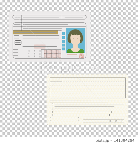 Simple illustrations of driver's license (front and back) Simple illustrations of driver's license (front and back) 141394284
