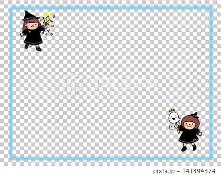 Cute Halloween witch girl and ghost illustrations, memo, and speech bubble frames. Cute Halloween witch girl and ghost illustrations, memo, and speech bubble frames. 141394374