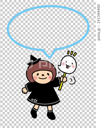 可愛的萬聖節女巫女孩和幽靈插圖、備忘錄和對話框邊框。 可愛的萬聖節女巫女孩和幽靈插圖、備忘錄和對話框邊框。 141394400