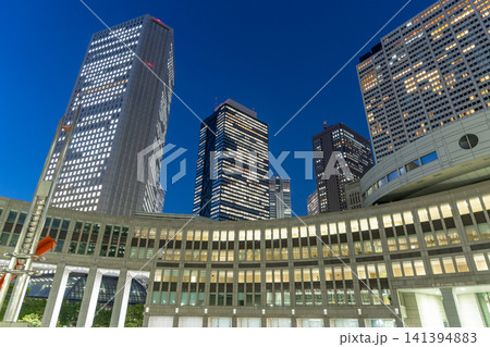 新宿副都心の高層ビル群と東京都庁の夜景 新宿副都心の高層ビル群と東京都庁の夜景 141394883