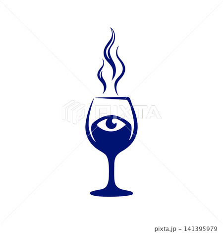 Spooky Halloween Wine Glass Eye Illustration Spooky Halloween Wine Glass Eye Illustration 141395979