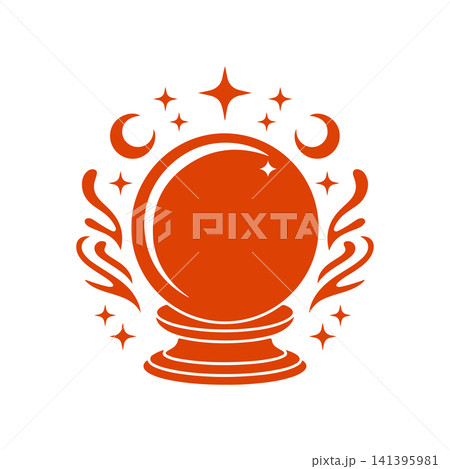Magical Halloween Crystal Ball Celestial Illustration Magical Halloween Crystal Ball Celestial Illustration 141395981