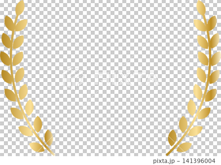 金色月桂花環邊框插圖 141396004