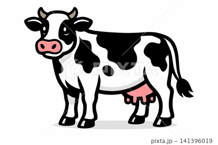 black and white cow on white background black and white cow on white background 141396019
