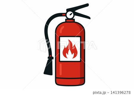 Vector illustration of a red fire extinguisher. Vector illustration of a red fire extinguisher. 141396278