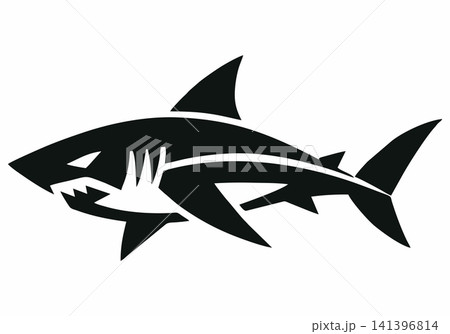 Aggressive tribal-style shark mascot vector Aggressive tribal-style shark mascot vector 141396814