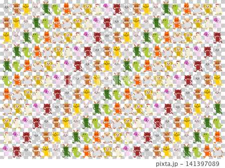 Running Zodiac Animals Background Pattern Running Zodiac Animals Background Pattern 141397089