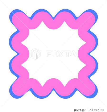 Abstract Scalloped Square Frame Vector Illustration Decorative Rounded Border Colorful Shape Printable Design Element 141397163