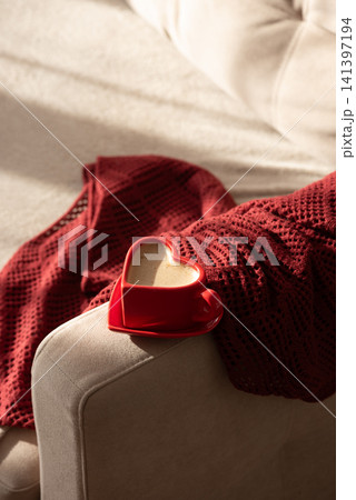 Coffee cup heart shape red blanket sofa Coffee cup heart shape red blanket sofa 141397194