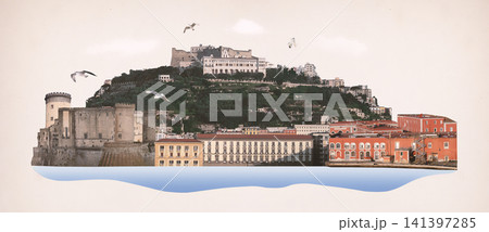 Aerial View of roof, street, building of Napoli at Italy Aerial View of roof, street, building of Napoli at Italy 141397285
