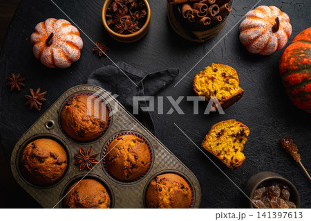 Homemade pumpkin muffins Homemade pumpkin muffins 141397613
