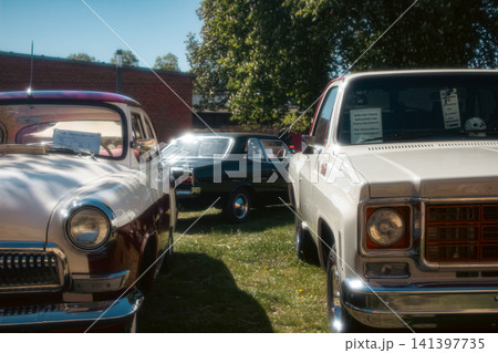 Volga GAZ 21 and Chevrolet Pickup at Classic Car Show Volga GAZ 21 and Chevrolet Pickup at Classic Car Show 141397735