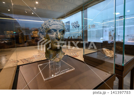 Bronze bust of Roman emperor Constantine the Great in National Museum of Serbia in Belgrade Bronze bust of Roman emperor Constantine the Great in National Museum of Serbia in Belgrade 141397783