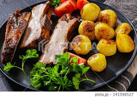 American Diner Roasted Pork Ribs with potatoes American Diner Roasted Pork Ribs with potatoes 141398527