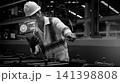Ai using. Engineers and technicians use AI technology to inspect industrial machinery. Workers using Ai and augmented reality to optimize manufacturing process. Smart factory innovation. Industry tech 141398808