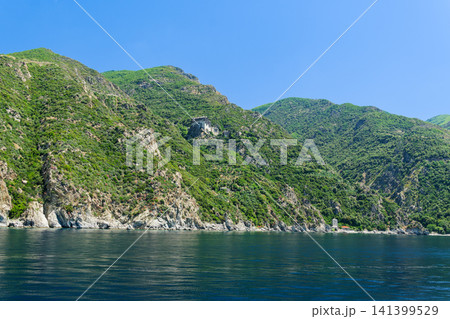 Simonopetra Remote Monastery on the Mount Athos Coast, Greece. Simonopetra Remote Monastery on the Mount Athos Coast, Greece. 141399529