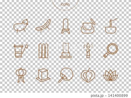 Obon (Japanese Buddhist festival) - Summer - Icons, Pictograms, Vector Illustrations - Set Obon (Japanese Buddhist festival) - Summer - Icons, Pictograms, Vector Illustrations - Set 141400899