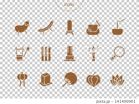 Obon (Japanese Buddhist festival) - Summer - Icons, Pictograms, Vector Illustrations - Set Obon (Japanese Buddhist festival) - Summer - Icons, Pictograms, Vector Illustrations - Set 141400901