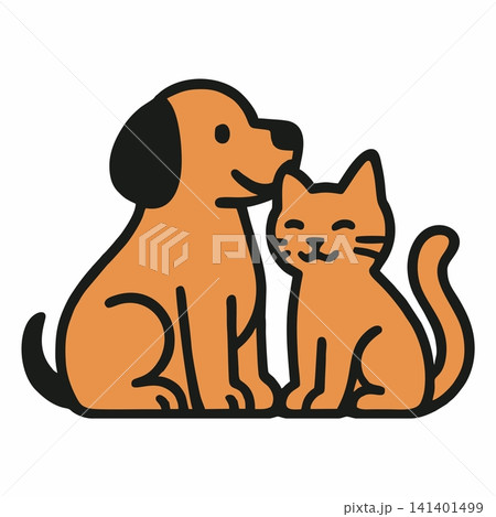 Vector illustration of cute dog and cat friends. Vector illustration of cute dog and cat friends. 141401499