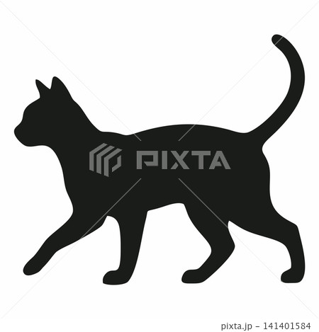 black cat silhouette on white background 141401584