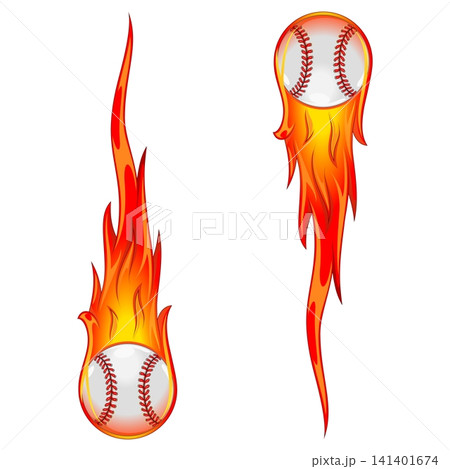 Baseball ball on fire in full color 141401674