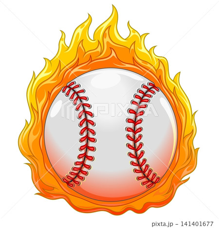 Baseball ball with fire in color Baseball ball with fire in color 141401677