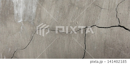 Branching cracks on gray rough concrete surface Branching cracks on gray rough concrete surface 141402185